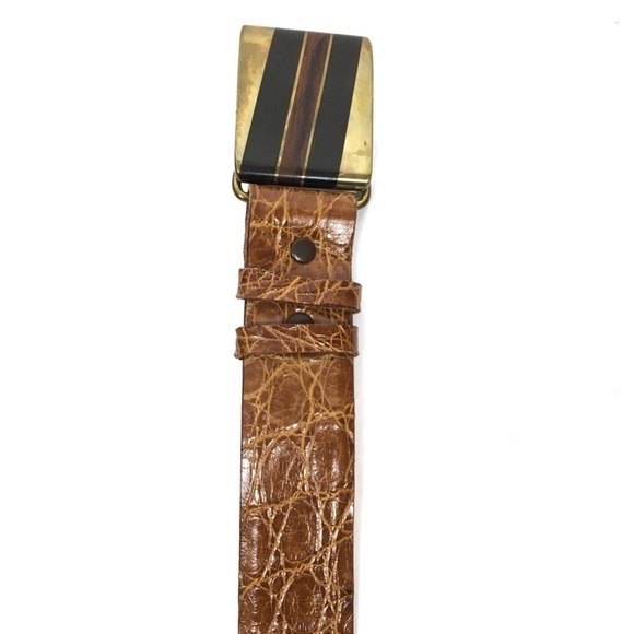 VINTAGE Belt Genuine Alligator Steerhide Buckle Southwestern Western Rodeo 28 main image 5
